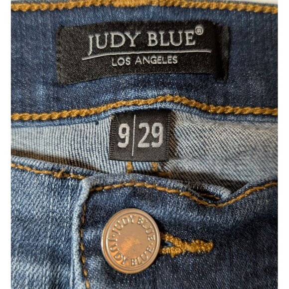 Judy Blue Straight Fit Jeans Distressed Denim Medium Wash Womens Size 9/29 - Picture 4 of 11